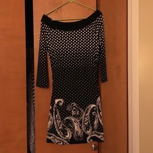 Dress, black/white multi-print