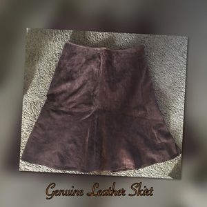 Genuine Leather Flare Skirt
