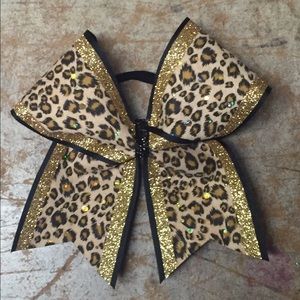 Cheetah glitter cheer bow