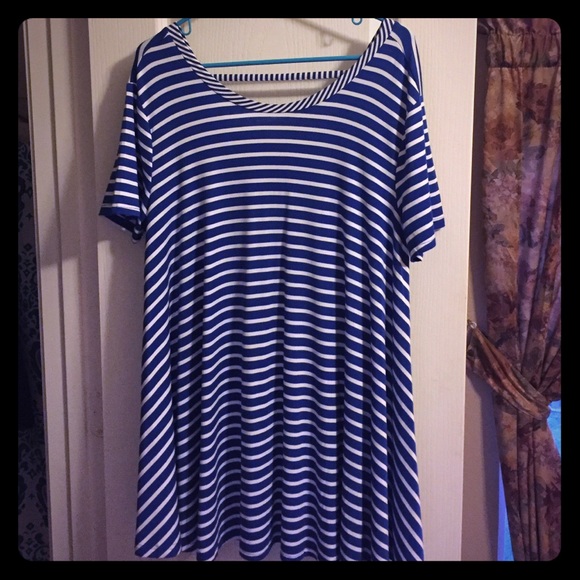 Blue/white stripe t-shirt dress