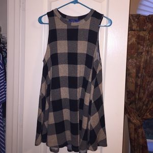 Tan and black checkered dress