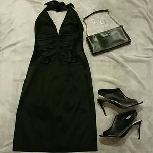 Cache cocktail black halter dress