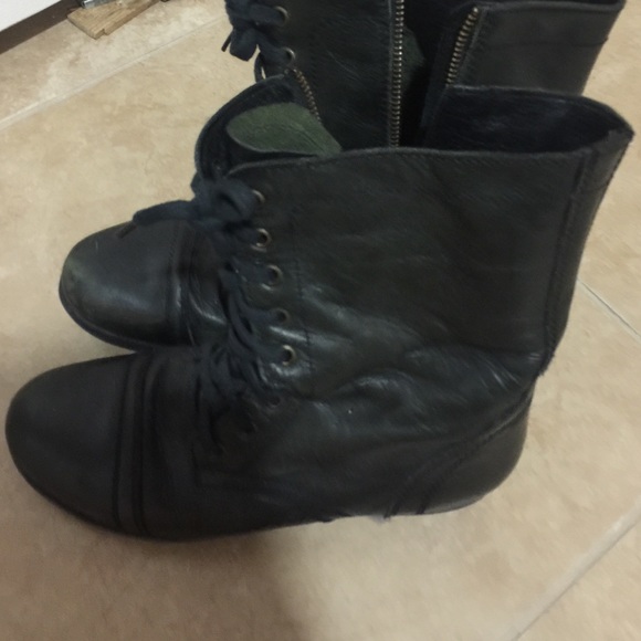 Black Steve Madden leather combat boots