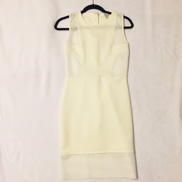 White Bodycon Dress with Mesh