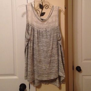 plus size heather grey crochet top