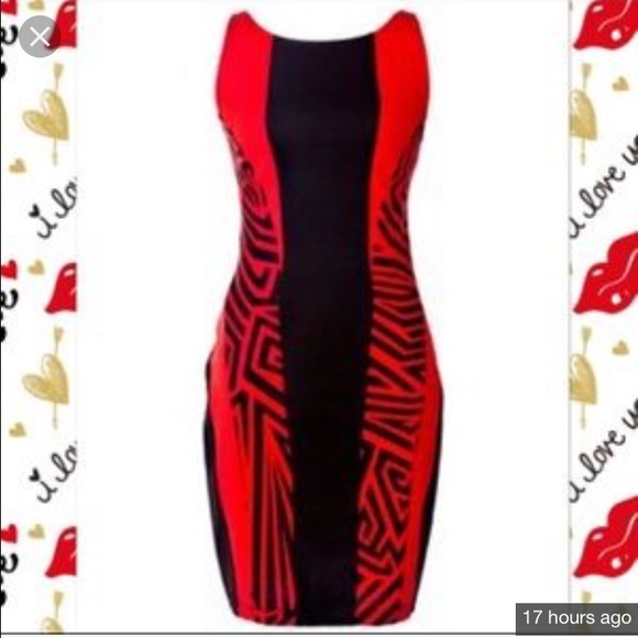 Kardashian Kollection Red Geometric Dress
