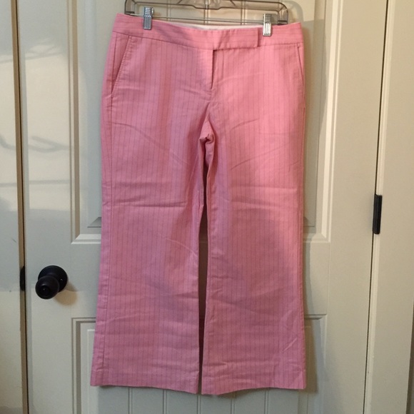 Express Pants - EXPRESS Editor Capri pink pants pinstriped Trendy