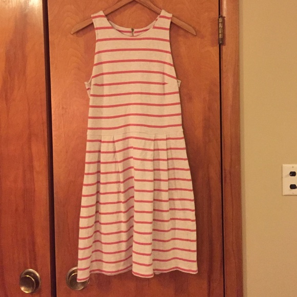LOFT Dresses & Skirts - Loft Beige and Coral Stripe Dress - 6