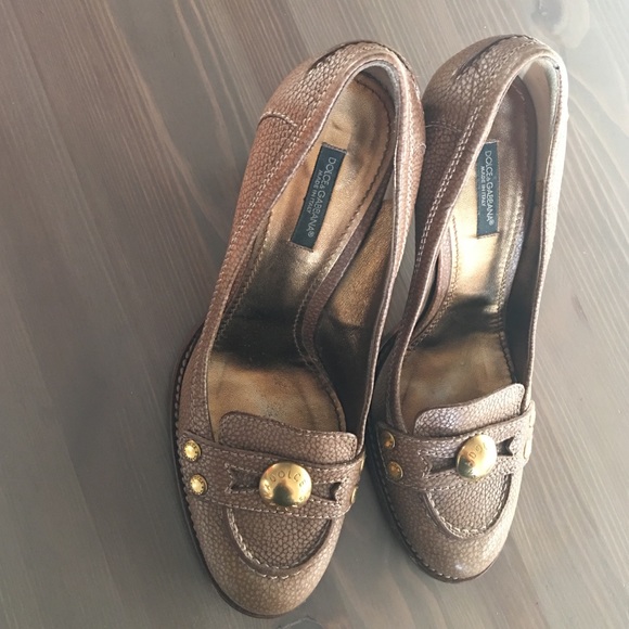 Dolce & Gabbana brown leather heels