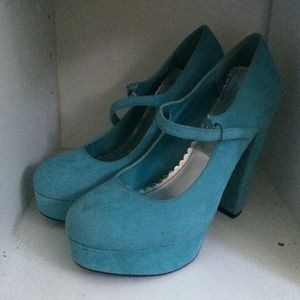 Turquoise platform heels