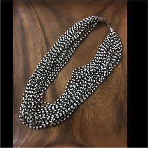 Black and White Seed Beaded Necklace