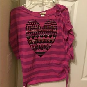 Tribal heart pink shirt kids large