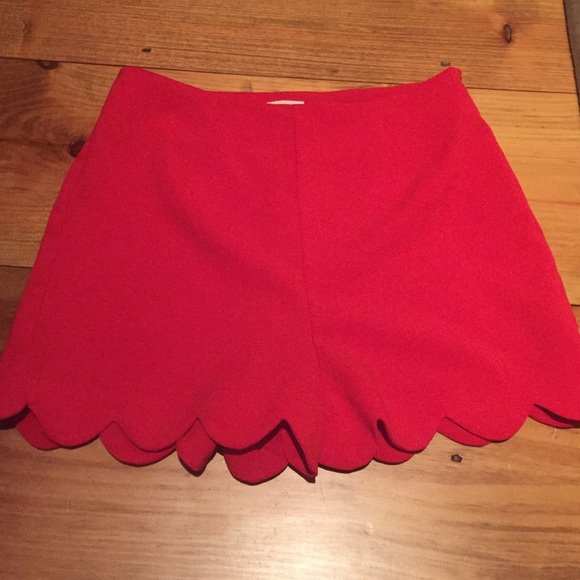Urban Outfitters Monteau Red Scalloped shorts