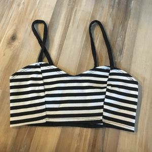 Black and white striped caged bralette