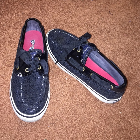 Black Sequin Sperry Top-Sider