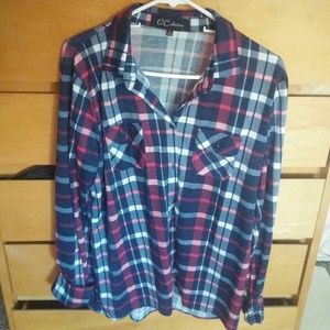 Navy blue and pink flannel