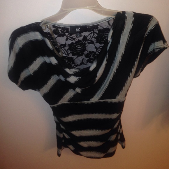Black and grey stripped blouse