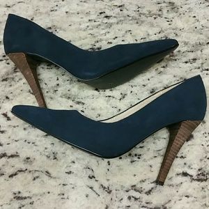 Navy Blue Suede Heels