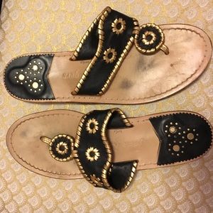 Black and gold Jack Rogers