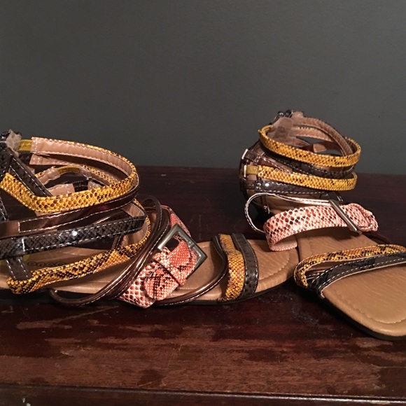 Reptile print sandals!
