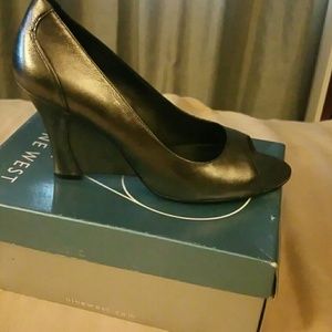 Wedge open toe heels