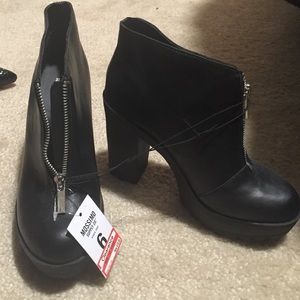 Brand new!!! Zip Up Black Booties-Vegan Leather😍