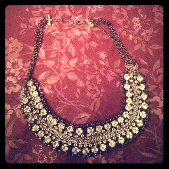 Silver and Black Bib Necklace - Picture 1 of 1