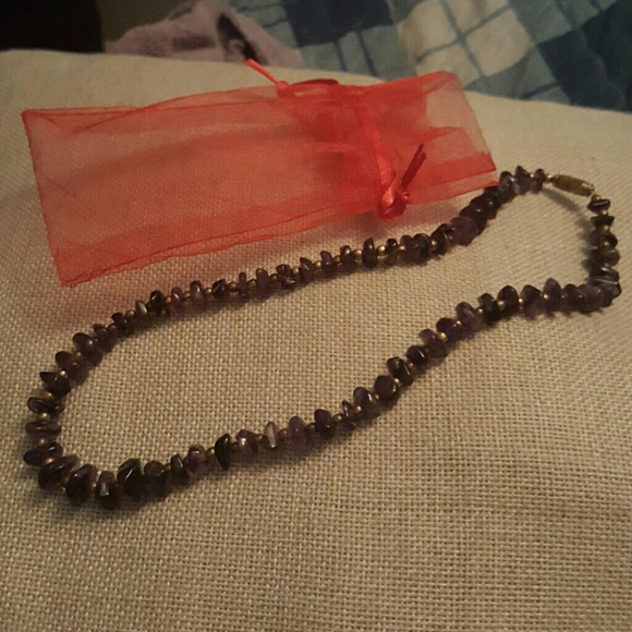 Antique purple jade necklace