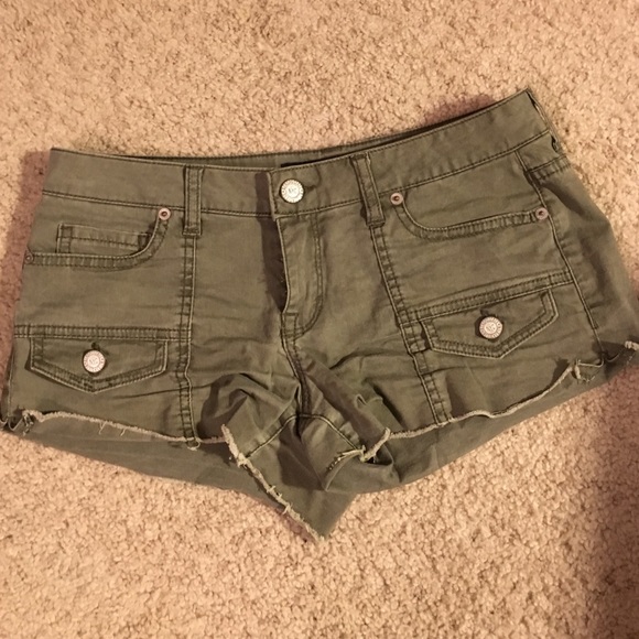 Army green denim cut offs