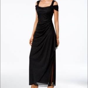 Alex Evenings Black Draped Gown, Size 16, NWT