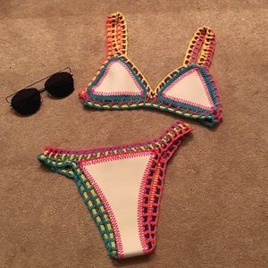 White/Yellow (reversible) Crochet Bikini Swimsuit