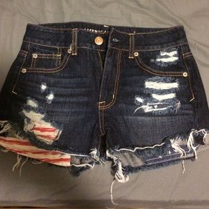 AE American flag jean shorts