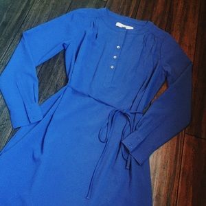 Blue LOFT tie mini dress