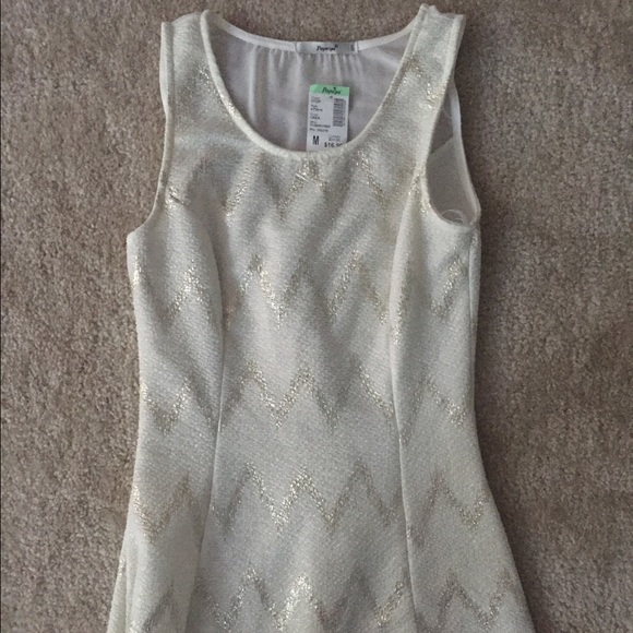 White and silver shimmer high low tank
