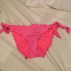 Hot pink ruffle cheeky bikini bottoms