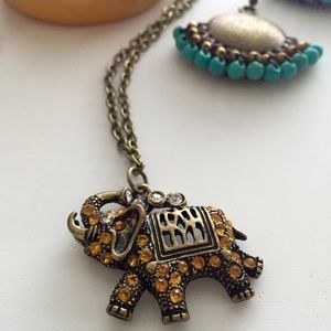 Rhinestone elephant pendant