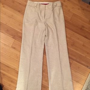 J crew work pants beige with gold glitter tones