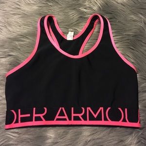 Black and pink under armour sports bra