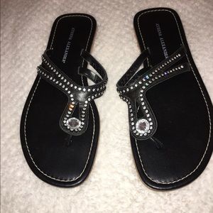 Black sandal with rhinestones by Athena Alexander