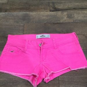 Hollister Cut Off Denim Shorts - Neon Pink sz 24