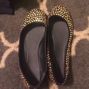 Candies black flats with gold studs