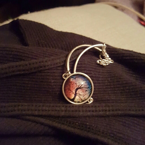 Bracelet silver and enamel with beautiful sunset.