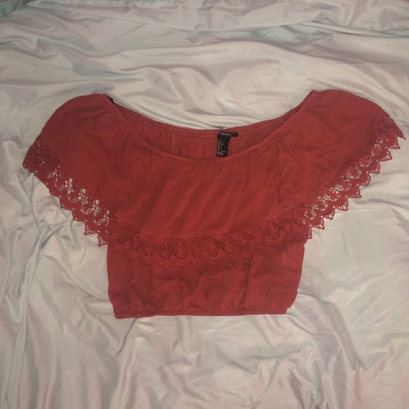 Forever 21 off the shoulder woven crop top