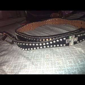 Black Western Belt with crosses