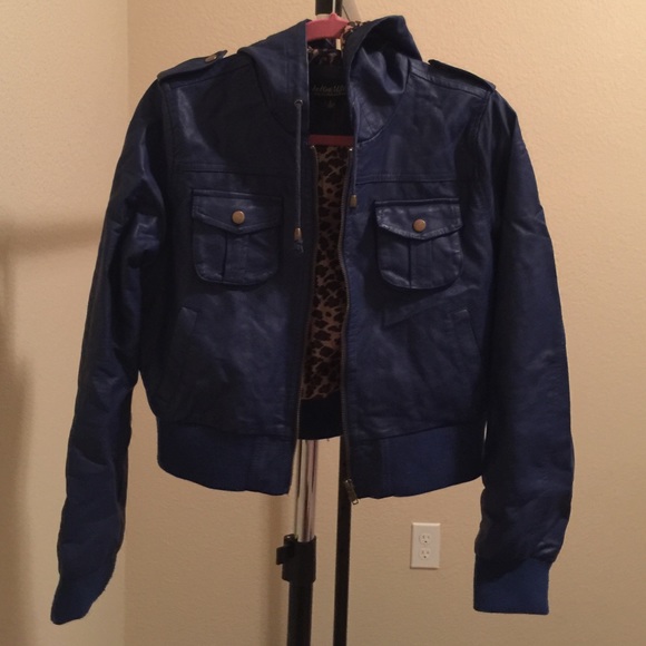 Faux Leather Jacket w/ Leopard Lining