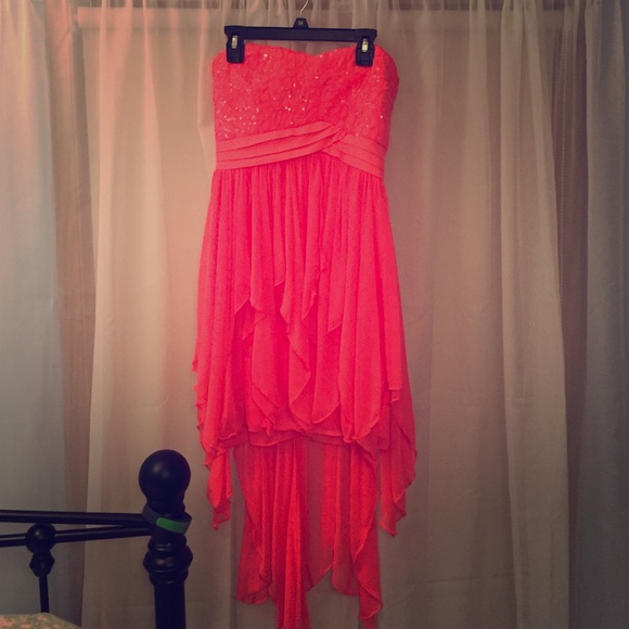 Bright Pink High Low Formal Dress