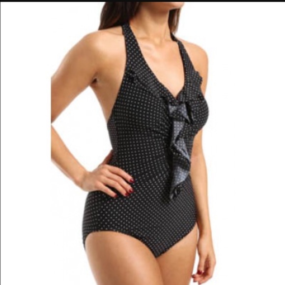 Black & White Polka Dot halter MIRACLESUIT