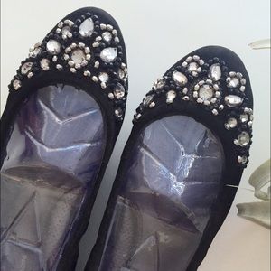Embellished Suede Flats