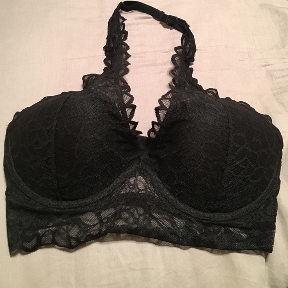 PINK floral lace halter bra