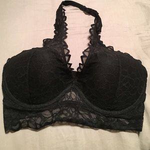 PINK floral lace halter bra